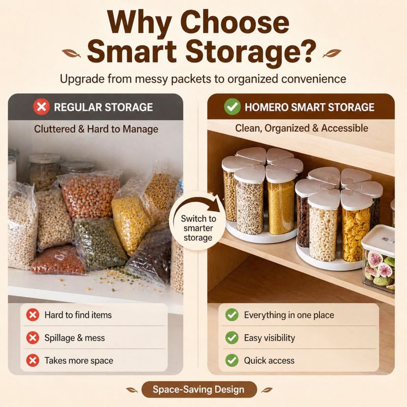 Transparent Grain Storage Container With Rotating Base