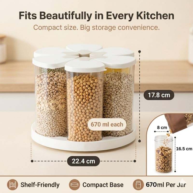Transparent Grain Storage Container With Rotating Base
