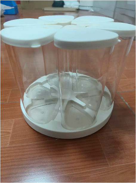 Transparent Grain Storage Container With Rotating Base